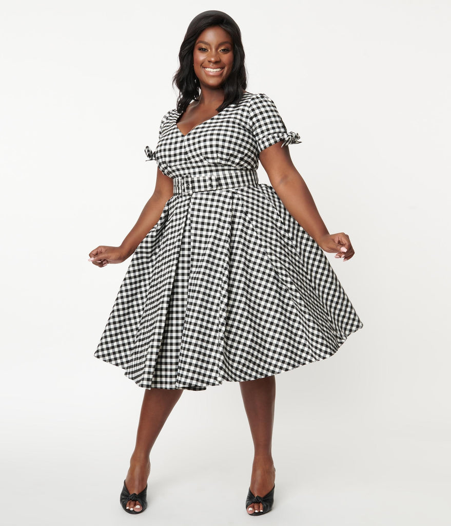 Black ☀ White Gingham Doreen Swing Dress